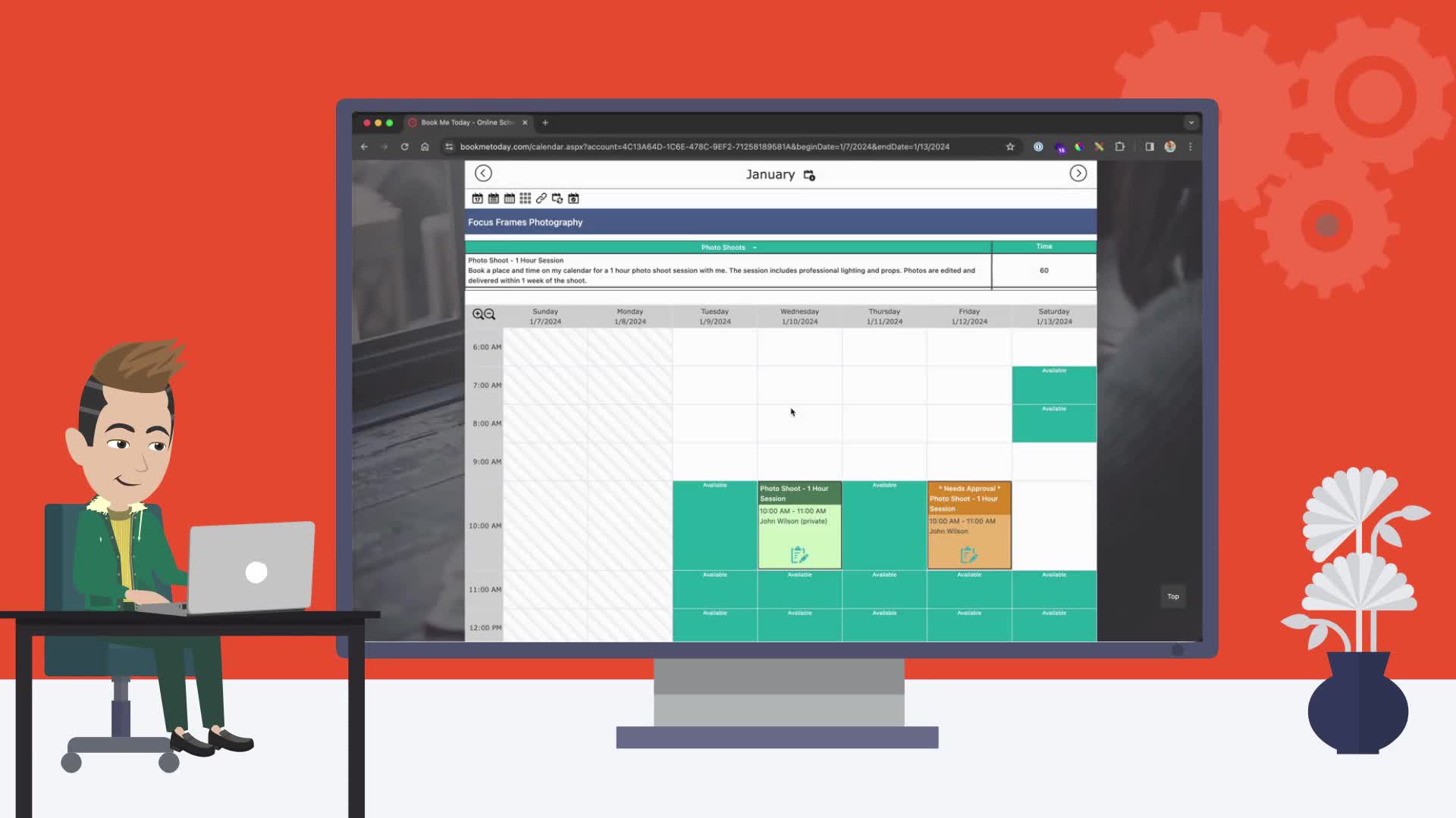 Scheduling software for photographers - Book me today - Software demo 1